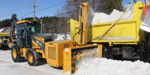 RPM215 loader-mounted snow blower | Snow truck loading