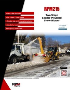 RPM215 snow blower attachment brochure or backhoes and swingloader